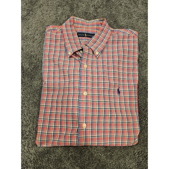 Ralph Lauren Other - Ralph Lauren Men's Plaid Red Long Sleeve Button-Up Shirt Size L Cotton